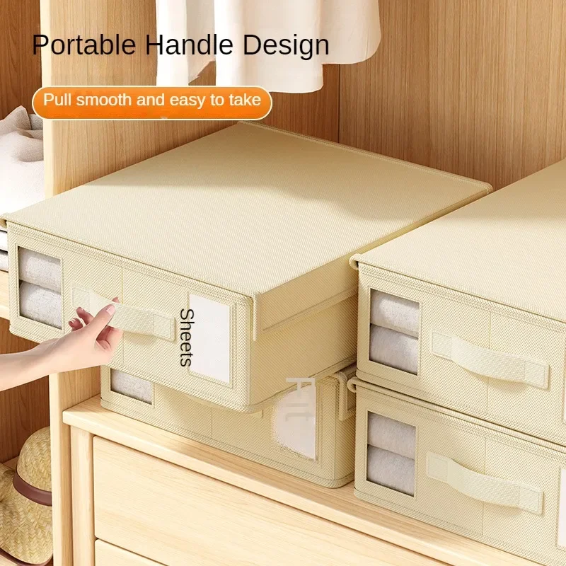 Creative Bed Sheet Storage Box Clothing Fabric Sheet 4-piece Organizer Wardrobe Blanket Quilt Cover Non-woven Storage Box 3