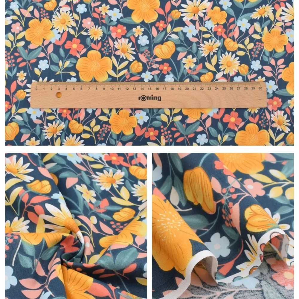 Chainho,Printed Twill Weave Cotton Fabric,DIY Sewing Quilting Material,Patchwork Cloth,Patchwork Cloth,7 Designs,2 Sizes,15C382