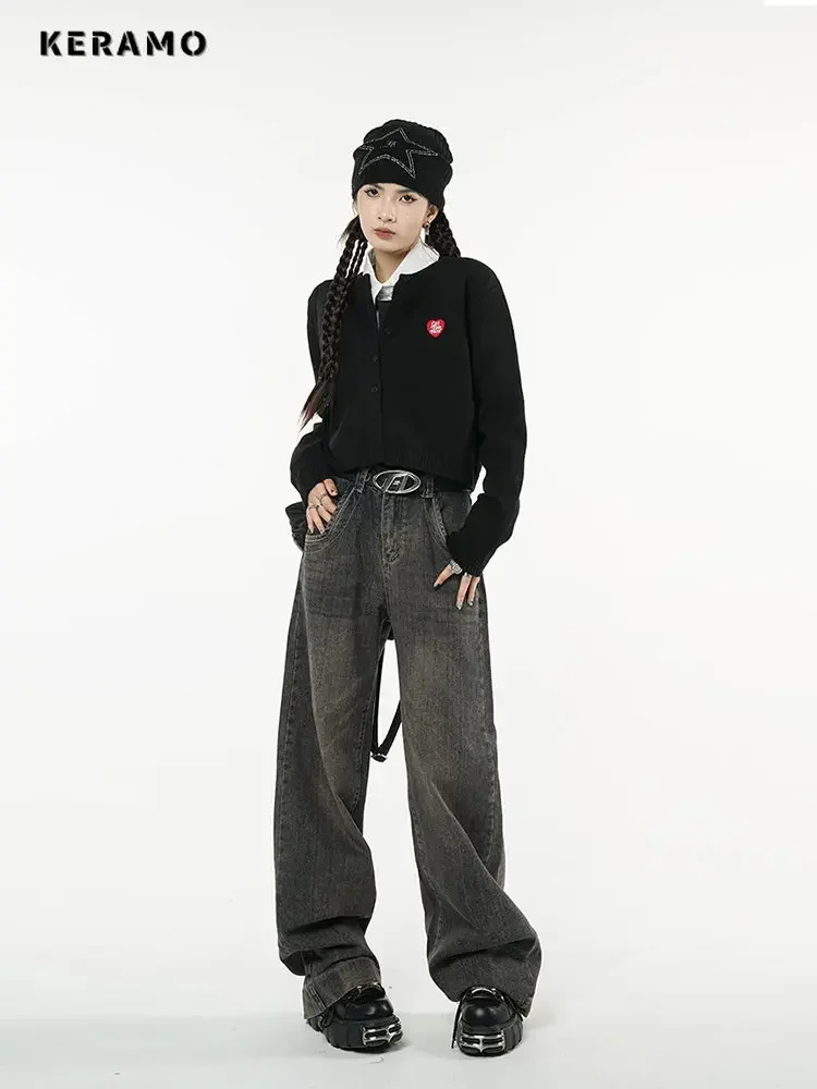Harajuku Jeans High Waist Streetwear Baggy 90s Jeans Hip-hop Women Pants  Straight Wide Leg Oversize 2000s Jeans 2024 Y2K Feamle
