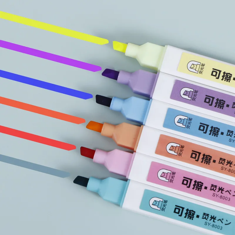 귀여운 지워지는 하이라이터 파스텔 마커, 듀얼 팁 형광 펜, 아트 드로잉 낙서 마킹, 학교 사무실 문구, 6 개
