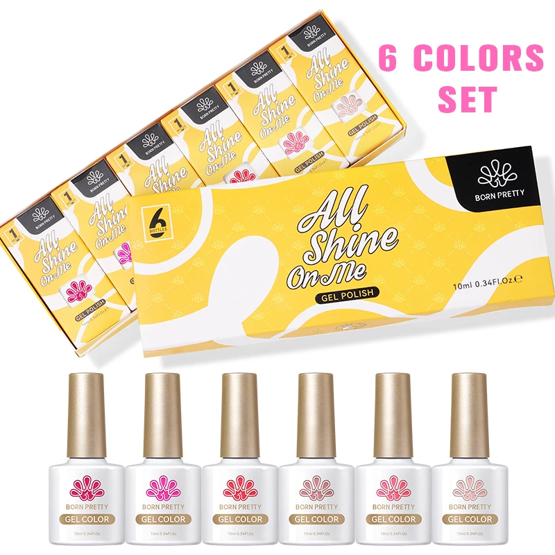 BORN PRETTY 10ml Glitter Gel Polish Set For Manicure Hybrid Varnishe Sparking Shining Soak Off Semi Permanant Gel Nail Kit 5
