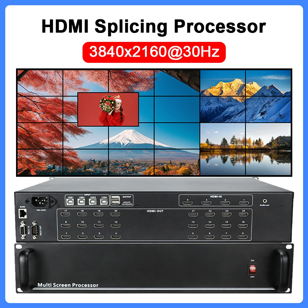 Processore Per Video Wall Del Server Di Elaborazione Di Giunzione Dello Schermo Multischermo Video 4K Per Switcher A Matrice Senza Cuciture Hdmi