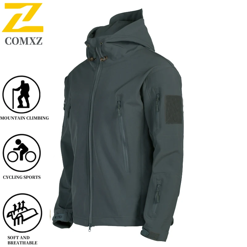 EiAO Men Women Softshell Jacket Winter Windproof Waterproof Fleece Lined Thermal Coat for Hiking Climbing Tactical Outdoor