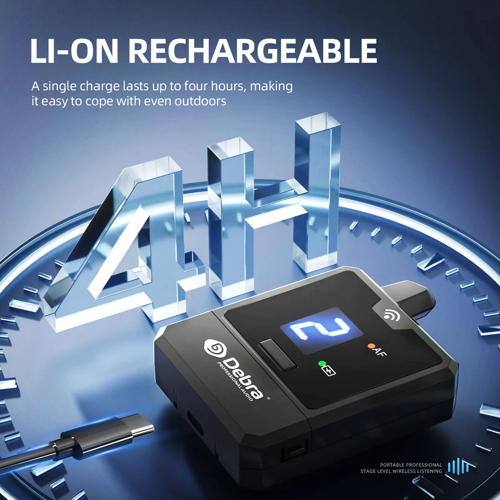 Wireless In Ear Monitor Debra UHF portable wireless in-ear monitoring system Stable signal reception Rechargeable Suitable for small concerts