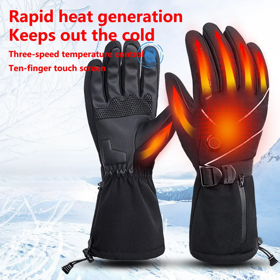 Winter Gloves For Men Snowboard 4000mah Women Touchscreen USB Heated Gloves Camping Hiking Skiing Motorcycle