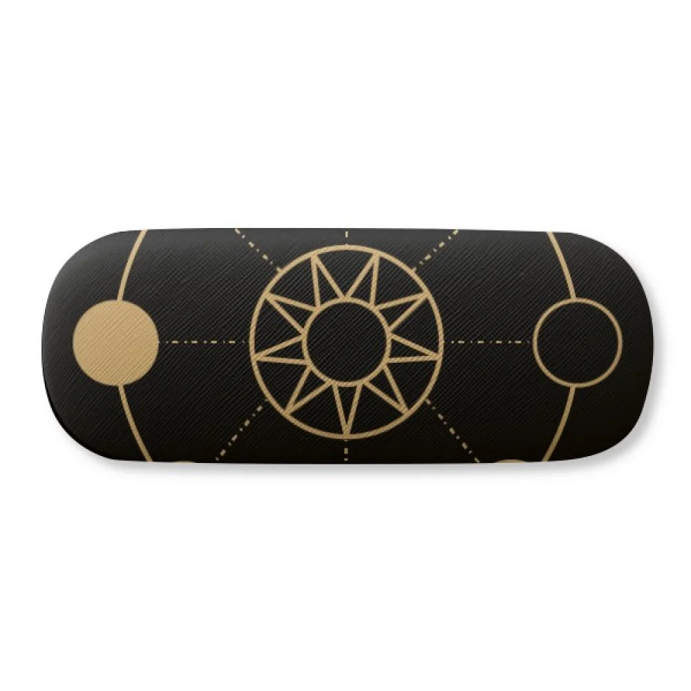 

Sun Moon Totem Pattern Shape Glasses Case Eyeglasses Hard Shell Storage Spectacle Box
