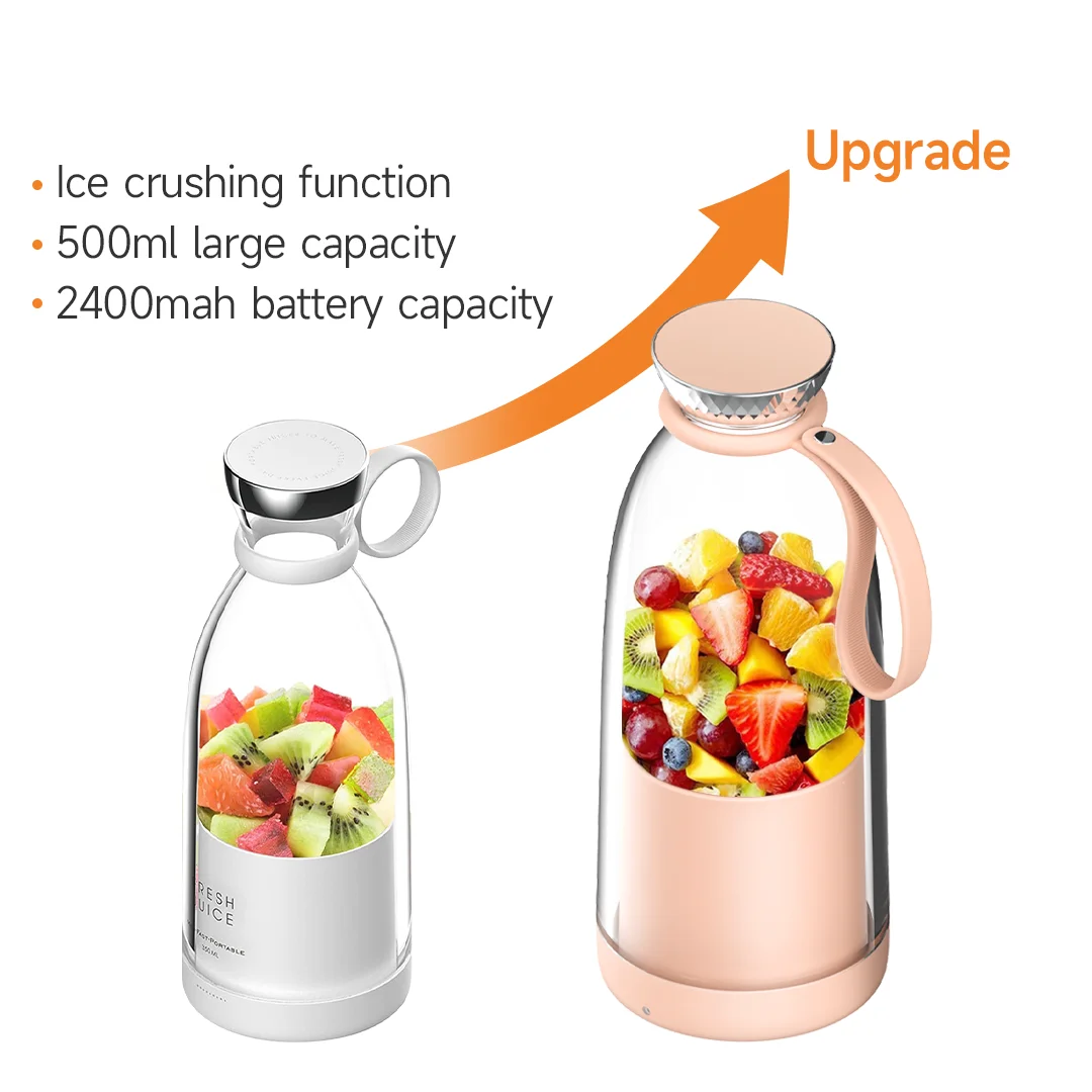 Fresh Juice Bottle Blender Plus 500ml Blender Wireless Fruit Mixers 6  Blades 2400mAh Food Milkshake Smoothie Ice Crush Cup - AliExpress