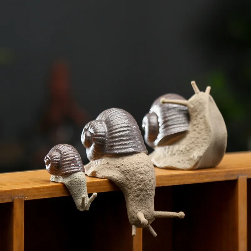 Ceramic Small Ornaments Bonsai Micro Landscape Creative Snail Gardening Succulent Potted Plant Landscaping Decorations Crafts