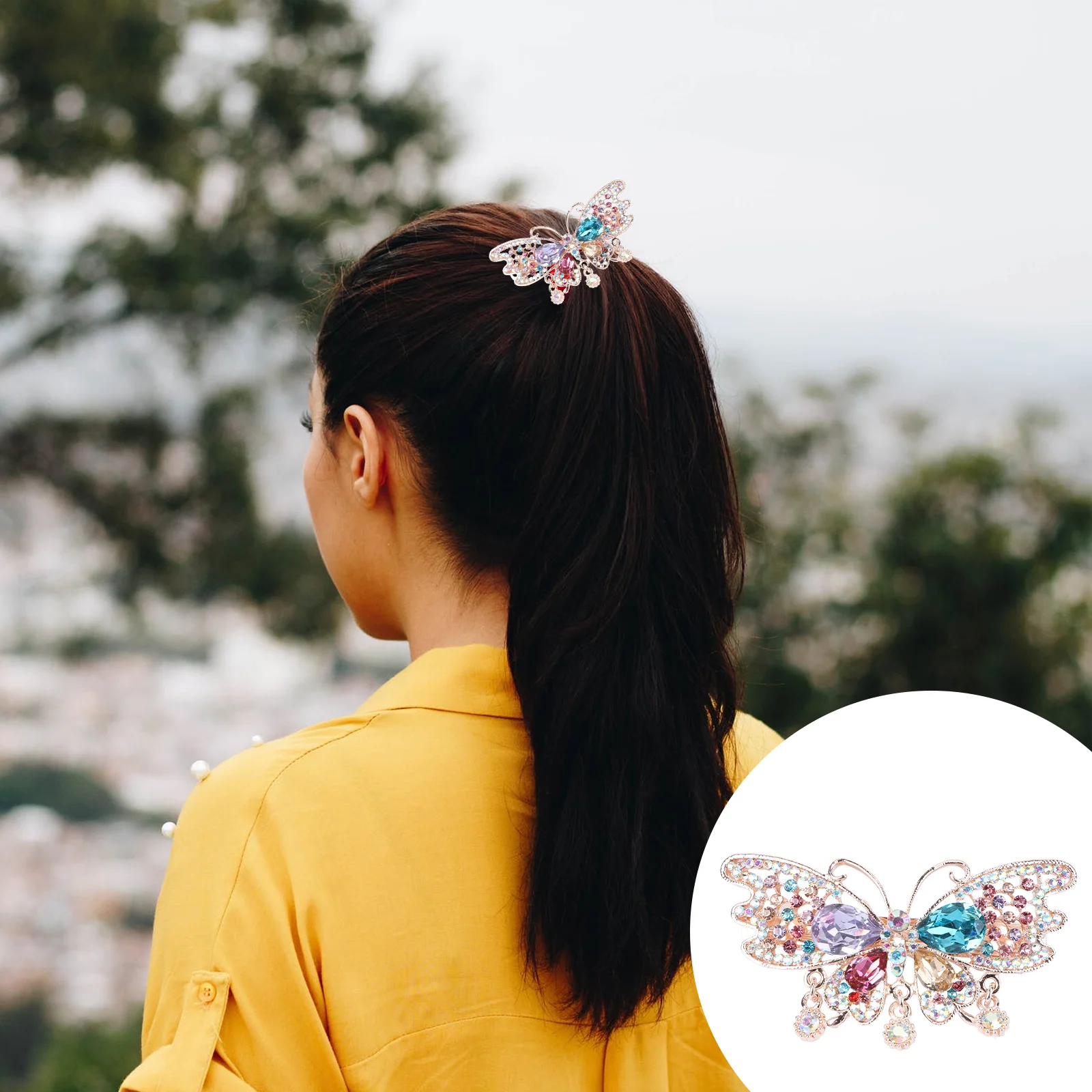 2 Pcs Hair Clip Diamond Butterfly Women Clamps Clips Automatic Barrettes Girl Female Hairpins Lovely Miss