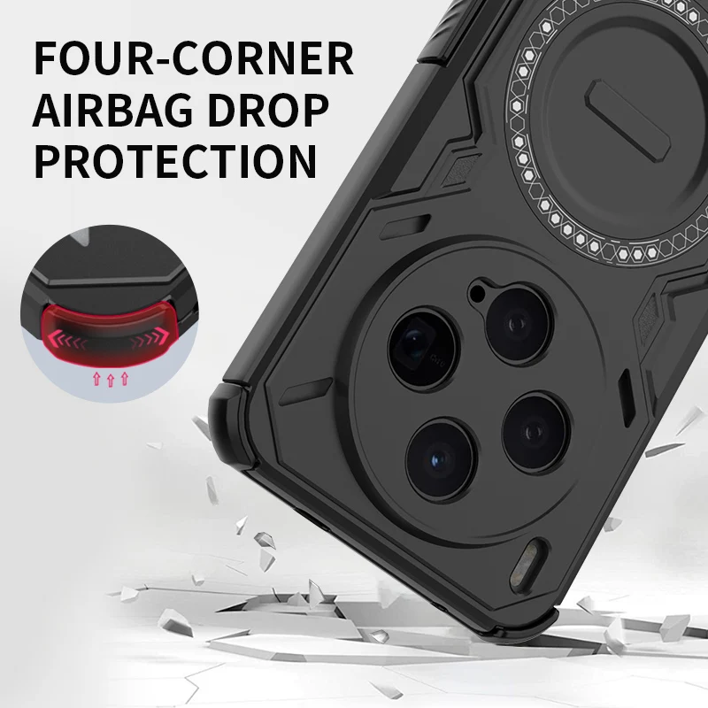Breathable Heat Dissipation Magnetic Shockproof Phone Case with TPU Frame and Hard Plastic Cover