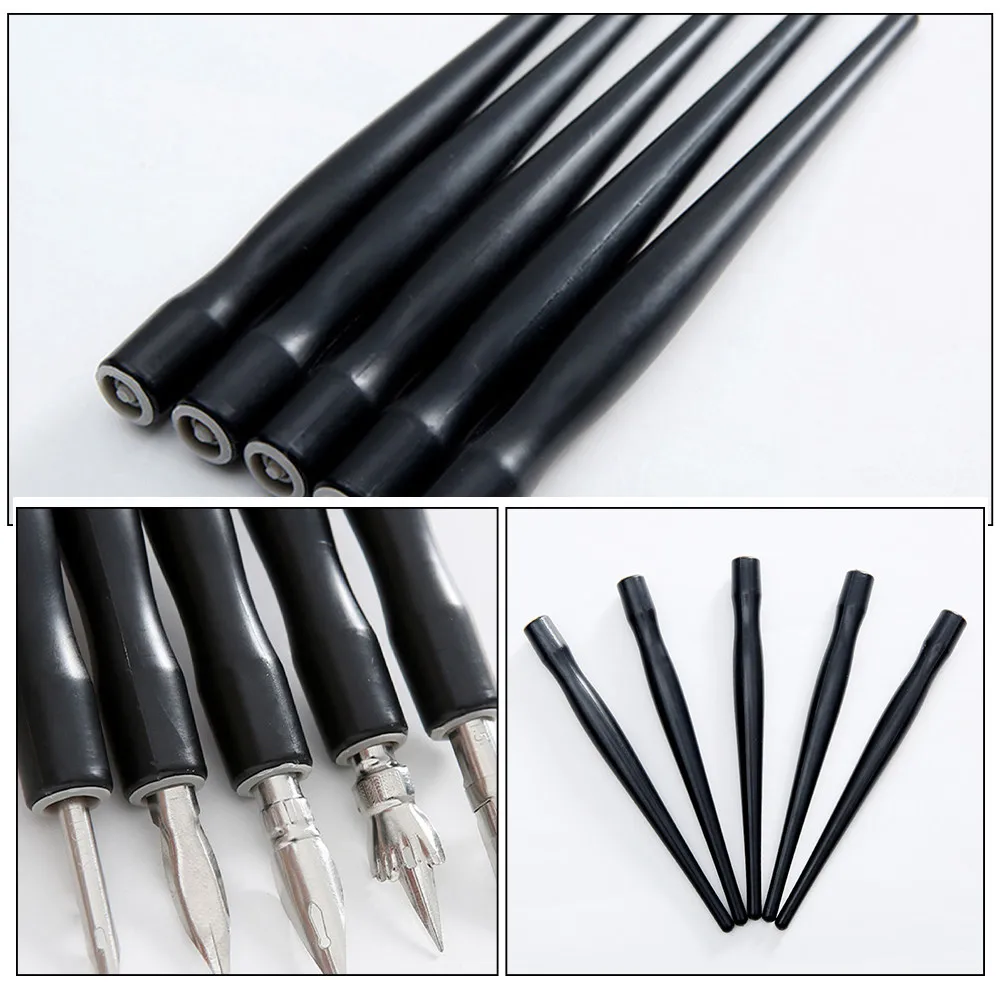 6Pcs 인체 공학적 플라스틱 딥 펜 홀더 세트 초보자 전문가에게 이상적 서예 그리기 그림 용품 재사용 가능한 펜촉