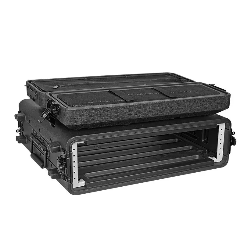 Portable PE Plastic Rack Flight Case Shockproof Microphone Cabinet Aviation Box Amplifier Receiver 2U3U4U6U Chassis 6