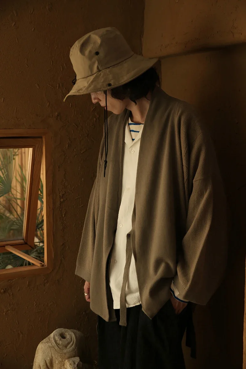 Second Order Japanese Style Kendo Jacket Retro Knitted Kimono Men's Cardigan 6