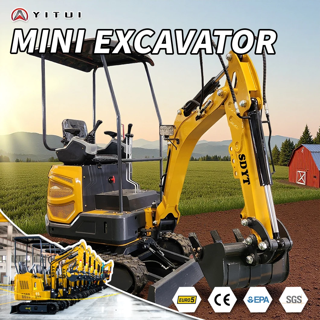 YITUI 1.2 Ton Mini Excavator, Hot Selling Factory Discount, Customized CE EPA Euro 5 Kubota Engine