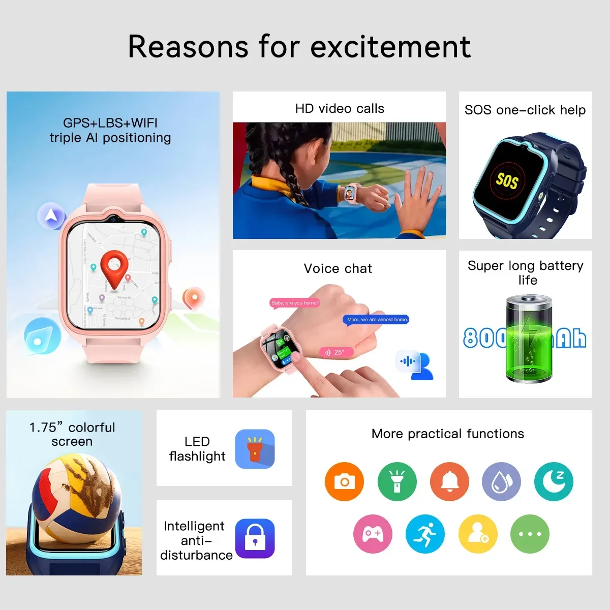 Blackview Z30 Kids Smartwatch, 4G Waterproof Children's Monitor Tracker Watch, SOS Child Sports Digital Watches Video Call Phone