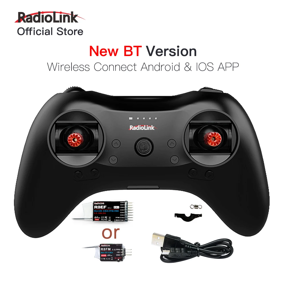 Radiolink Transmisor RC T8S 8 CH 2.4GHz y receptor R8EF, y controlador de vuelo cruzado, batería