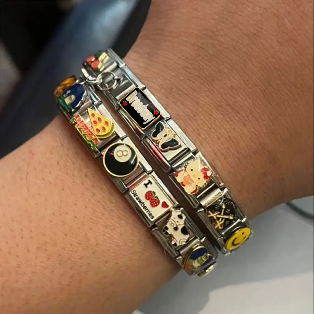 Semkeiyee USA Amerika LA NY Hawaii Culture Italienischer Charm, passend für 9 mm italienische Armbänder, DIY-Edelstahl-Damen- und Herrenschmuck – Detail 7