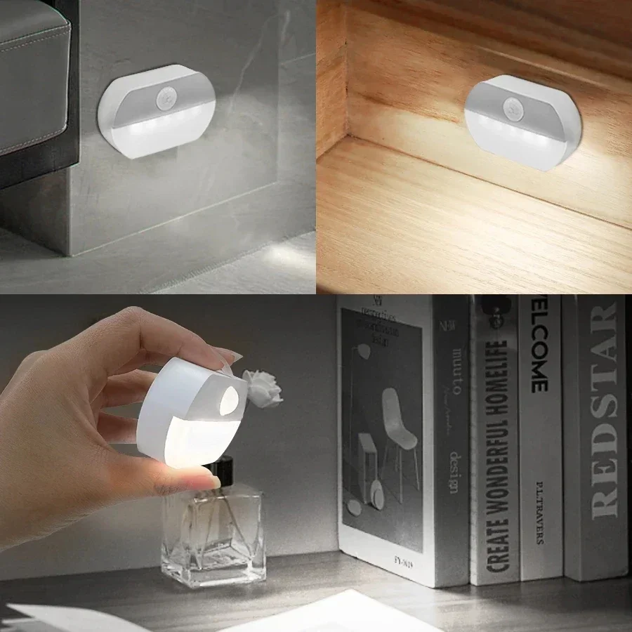 Indoor LED Night Light Motion Sensor Lamp Stick on Nightlight Battery Operated Lights for Hallway Stair Bathroom Closet Bedroom - 2