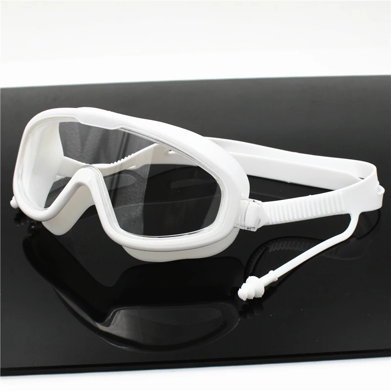 Big frame Professional Swimming Waterproof soft silicone glasses swim Eyewear Anti-Fog UV men women goggles color lens 4