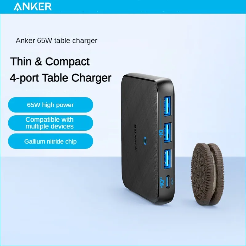 

ANKER GaN 65W 1C+3A USB-C Port PD Fast Charge Head Power Adapter Type-C Data Cable Charger Plug Mobile Phone Notebook