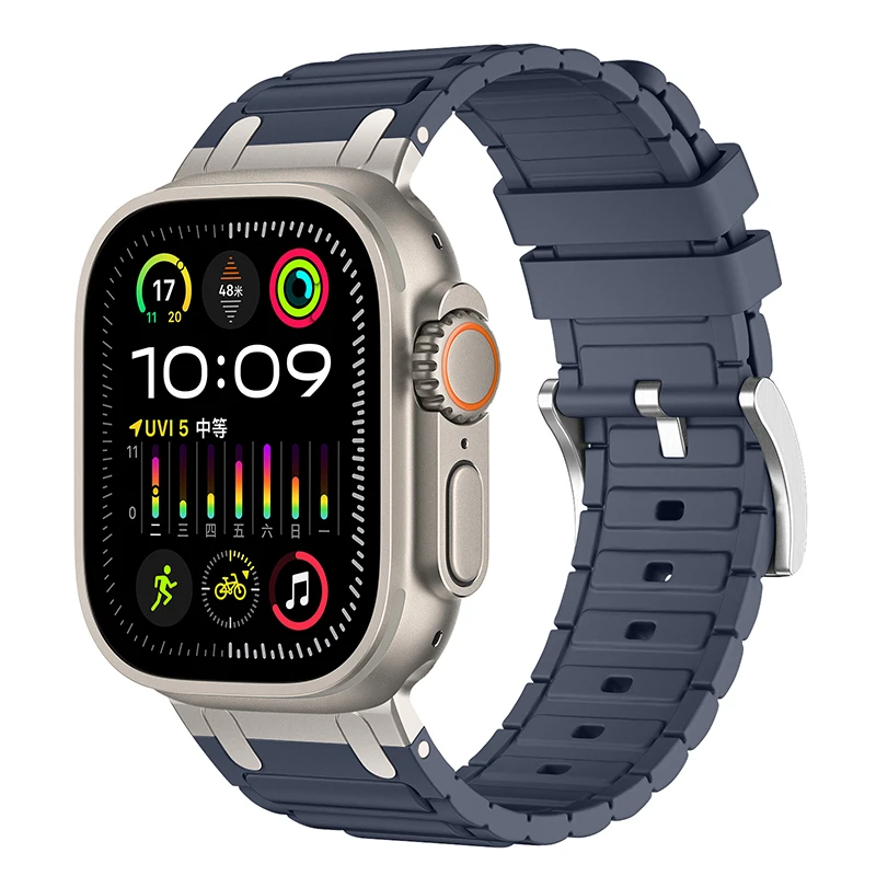 Enhanced Silicone Strap with Modified Metal Integration for Smartwatch Wristbands