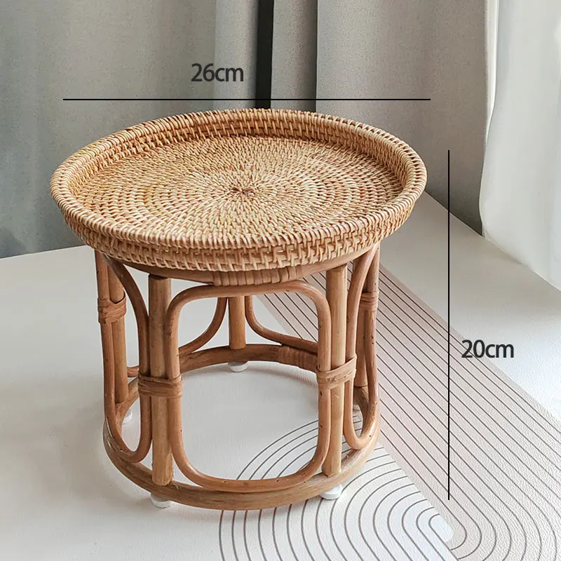 שולחן קפה מבמבו רטן ידני, שולחן תה טטאמי, שולחן אקסנט פרופיל נמוך לשבת על הרצפה, מגש פיקניק נייד