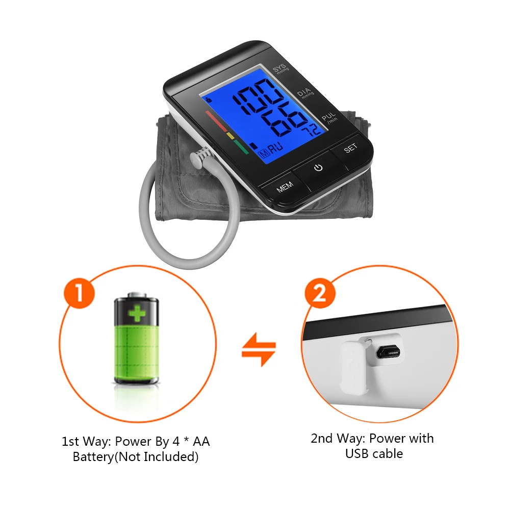 High Quality Blood Pressure Monitor Upper Arm Sphygmomanometer Blood  Pressure Measuring Meter Pulse Rate Tonometer Manometer - AliExpress