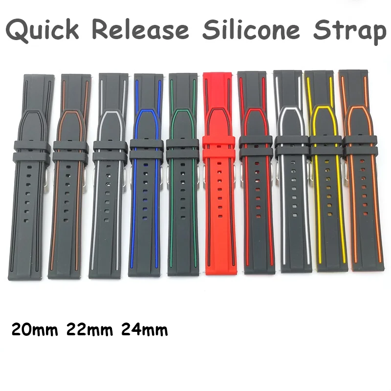 20Mm 22Mm 24Mm Cinturino Per Orologio In Silicone Bracciale Impermeabile Per Tag Heuer Monaco Carrera Formula 1 Sostituzione Accessori Per Cinturino