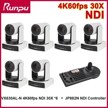 1-6PCS 4K NDI Telecamera 60FPS 30X Zoom AI Auto Tracking PTZ Telecamera con PoE HDMI SDI USB + 1pc NDI PTZ Controller per lo streaming live