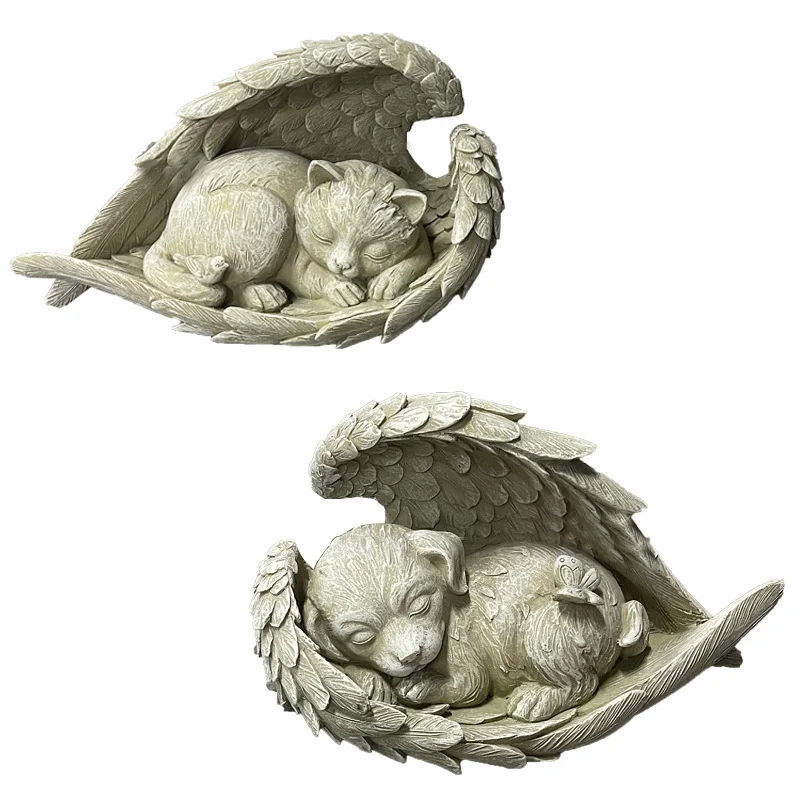 Resin crafts creative angel dog cat ornaments resin pet memorial tombstone ornaments
