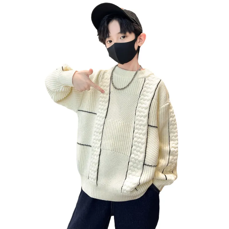 

Children's Sweater Autumn Winter Korean Pullover Boys Girls Warm Knitted Sweaters Fashion Unisex Kids Tops Teenage Clothes 5-14Y