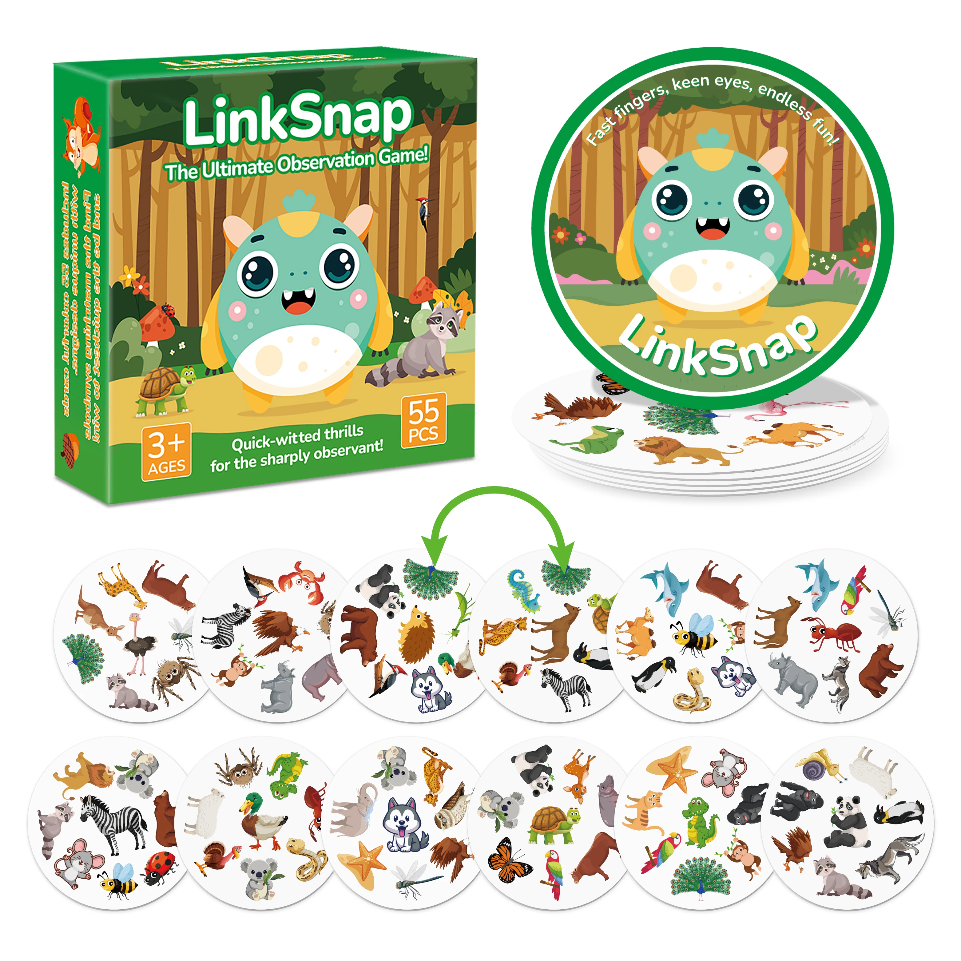 55pcs/set Animal-Themed Matching Card Game, Visual Perception Game for Family Fun, School, Party & Travel