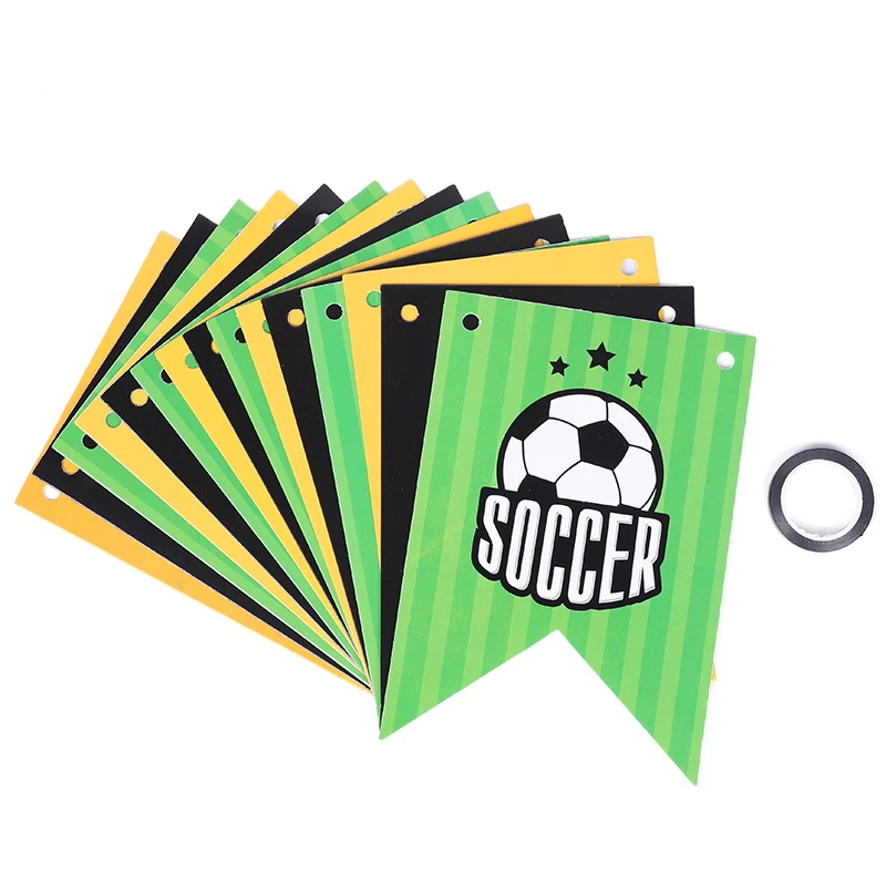 1set Football Party Happy Birthday Banner Paper Garland Kids Boys Sports Theme Soccer Birthday Party Decoration Favors Supplies
