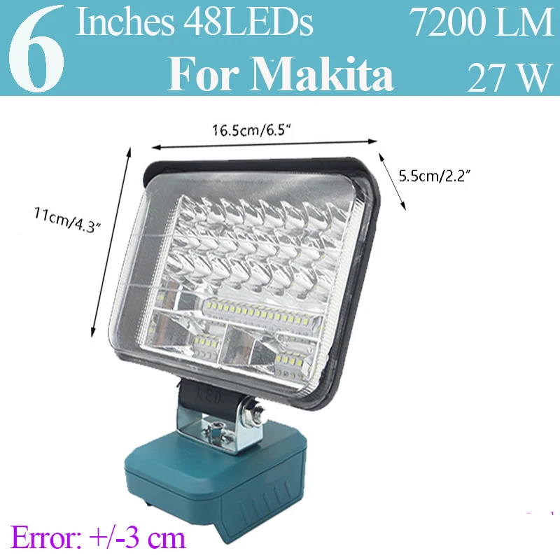 마키타 18V 리튬 배터리 케이스 BL1830 리튬 이온 배터리 팩 작업등 LED 비상 조명 유지보수 램프 14.4V BL1430용