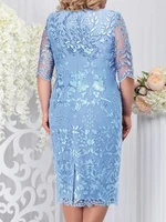 Plus Size Party Dress for Wedding Guest Luxury Elegant Women's 50 Year Ladies Lace Floral Prom Bodycon Chubby Women's Dresses - Image 2