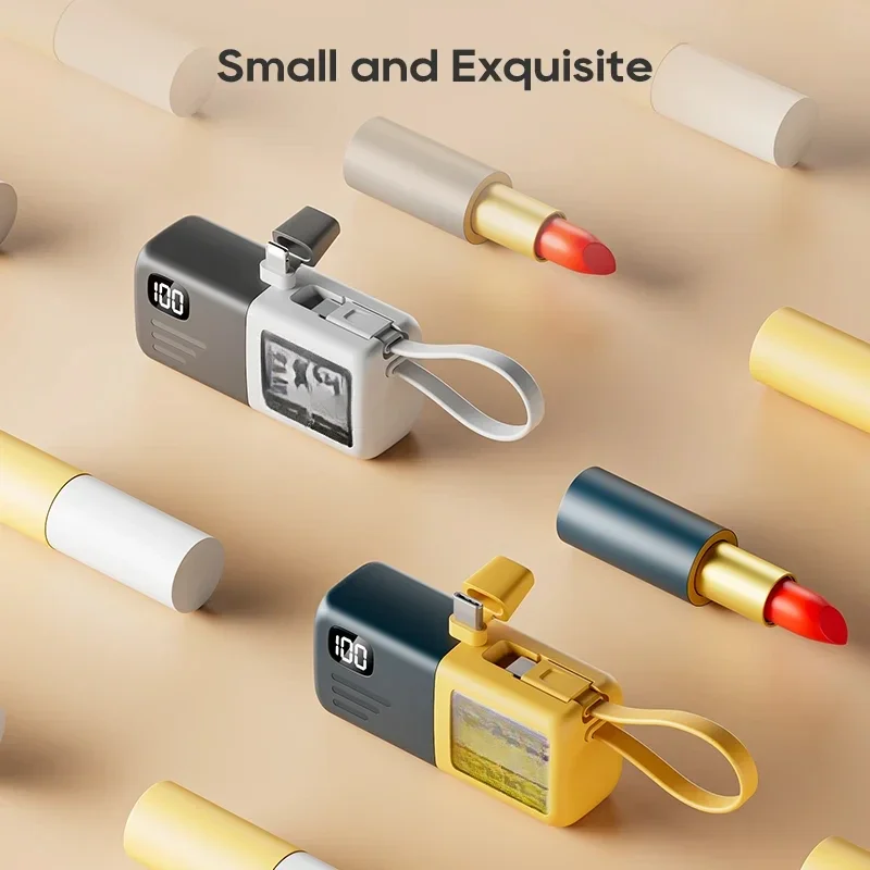 5000mAh For iPhone Batterie Externe Portable Charger For Xiaomi Mini Power Bank With Type-C Cable Fast Charging Power Bank 5