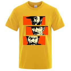 Vintage Western Film-Inspired Cowboy Graphic Oversized Cotton T-Shirt - XXXL (Yellow)