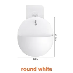 DIY Pendant Wall Hanging Indoor Plastic Plant Pot and Storage Box - 2PCS (Round white)