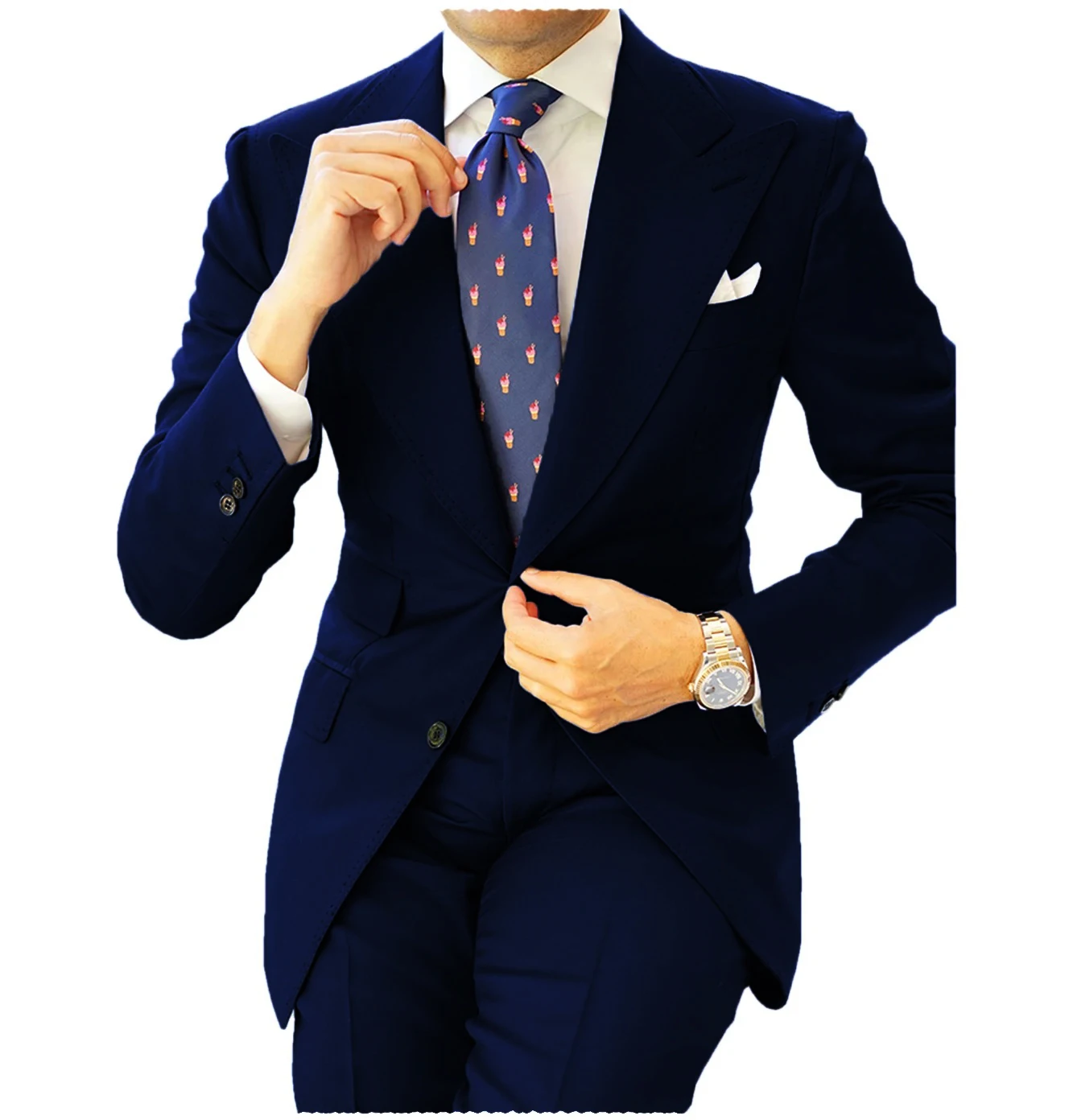 Classic Men Suits 2 PCS Navy Blue Slim Fit Business Tuxedos for Formal Wedding Suit Blazer Groom Suit Peak Lapel formal suit business men clothing