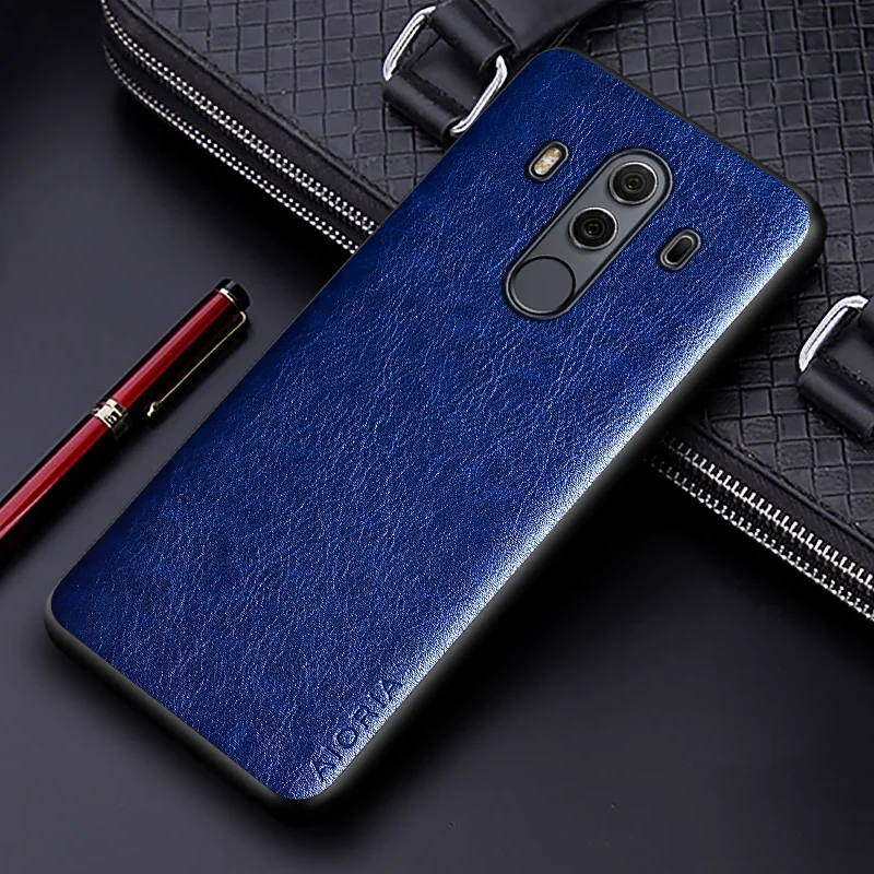 Luxury PU Leather Business Phone Cover - Solid Color Design with Soft TPU & Hard PC