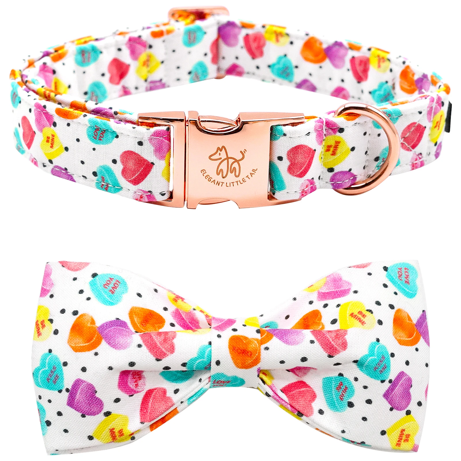 Elegant little tail Valentine's Day Heart Dog Collar Cute Detachable Dog Collar with Flower Gift Pet Collar Adjustable Dog Colla