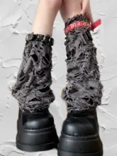  Y2K Hollowed out Design Leg Warmer Women Girl Punk Hole Leg Warmer Long Socks Gothic Lolita Leg Warmers Foot Socks Ankle Warmer 