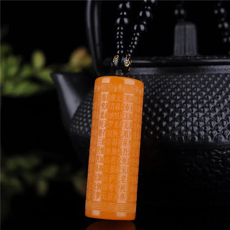Natural Green Hand-carved Heart Sutra Jade Pendant Fashion Boutique Jewelry Men and Women Necklace Gift Accessories