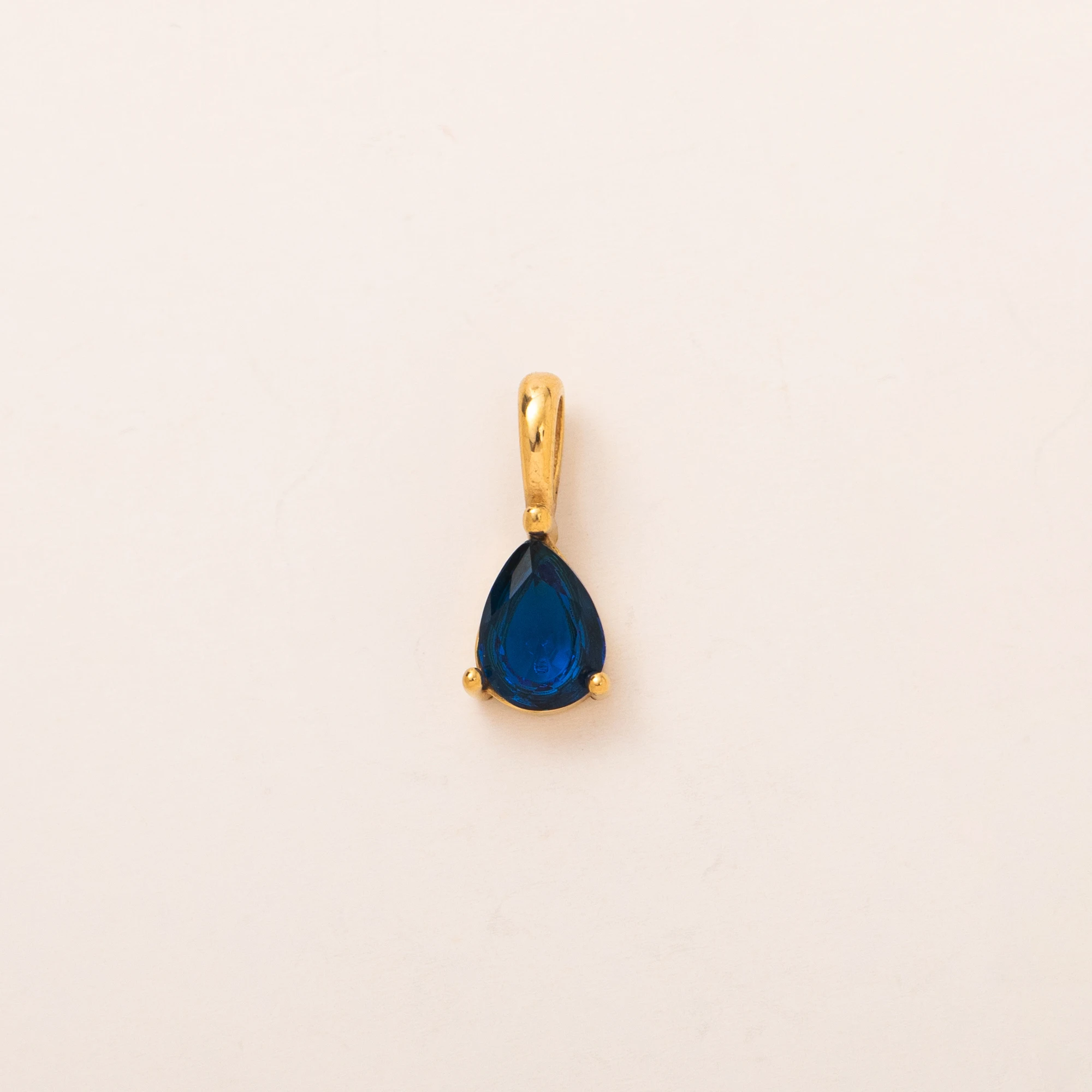 Elegant Water Droplet Pendant in 18K Gold with Birthstone Accent