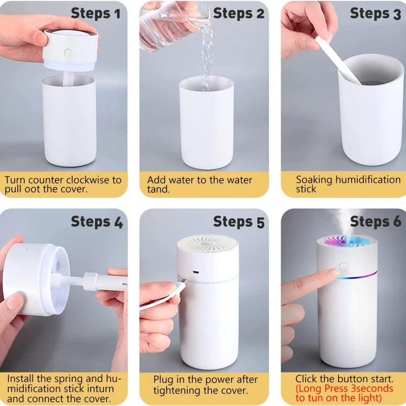 Car Air Freshener Car Aromatherapy Machine7ColorLEDCool Mist Small Desktop Humidifier