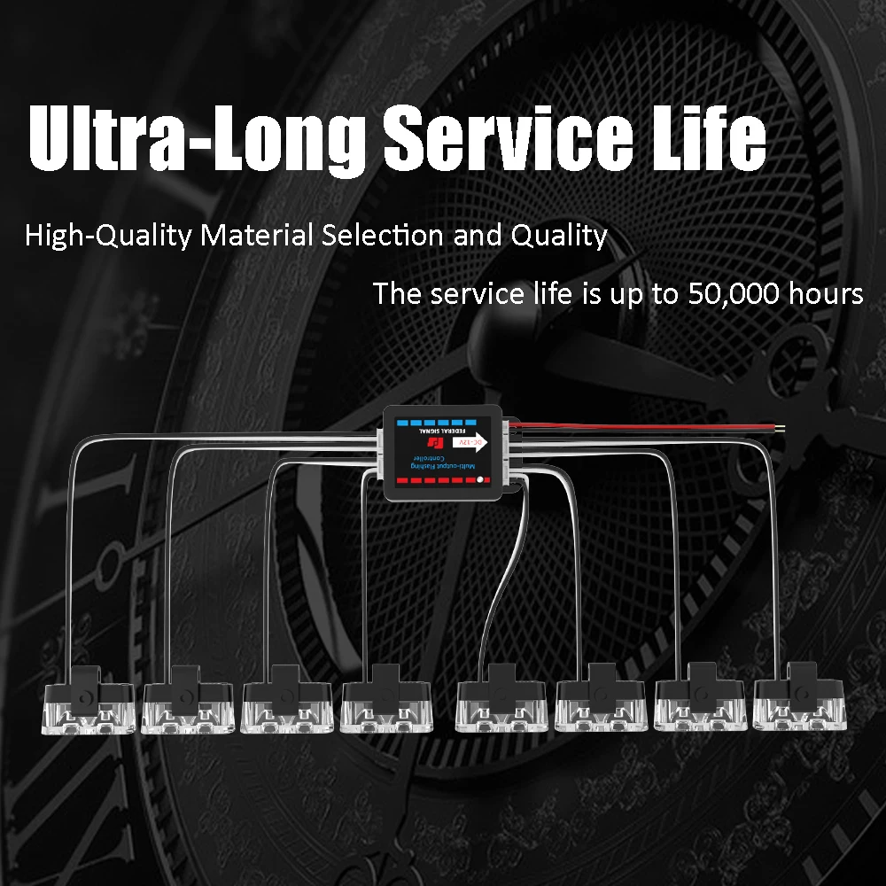 8 In 1 LED Emergency Strobe Lights Police Hazard Signal lights 12V Wireless Remote Car Grille Flash Light Bar for Cars Truck Van