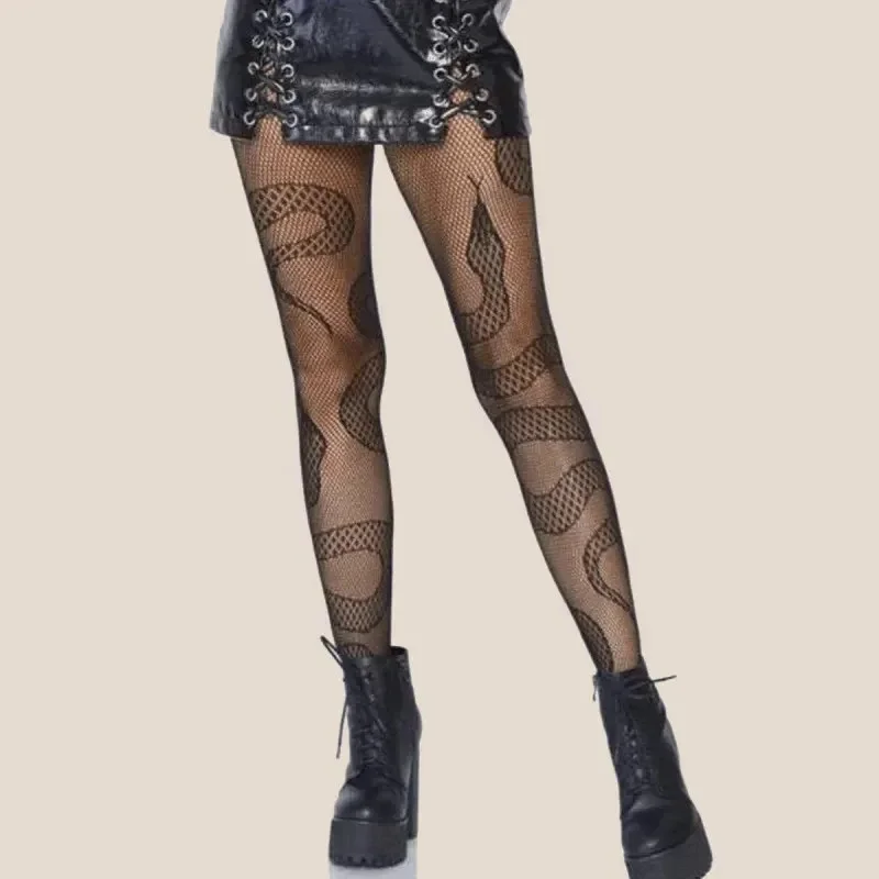 Description Picture 3 of itemSnake Fish Net Tights Goth Punk Women Anime Pantyhose Black Mesh Fishnet Stockings Sexy Harajuku Hosiery JK Lolita Gothic Socks
