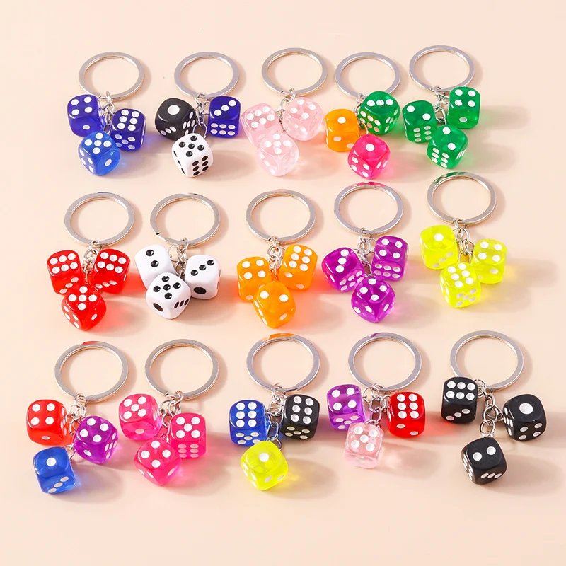 Aihua Funny Dice Keychain For Women Men Colorful Resin Cube
