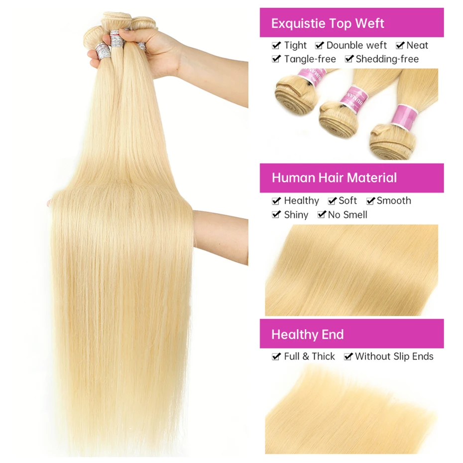 613 Blonde Hair Bundles 30 34 36 38 40 Inches Straight Human Hair Bundles Brazilian Weave Bundle Remy Human Extensions human hair extensions human hair bundles