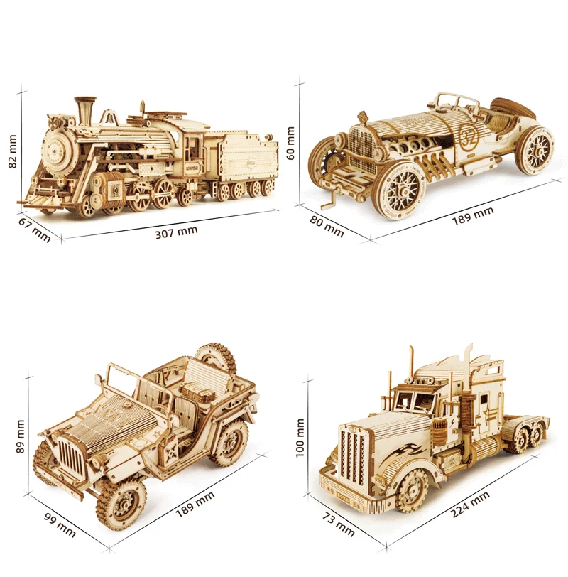 DIY-手作りの木製車の3Dパズル,レトロなバスの装飾,男の子と女の子のためのパズル,教育玩具